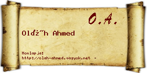 Oláh Ahmed névjegykártya